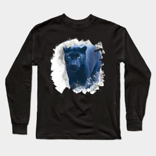 Black Panther Animal Wildlife Jungle Nature Adventure Watercolor Long Sleeve T-Shirt